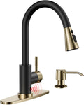 Black and Gold Kitchen Faucet Touchless Sink Faucet - Hands Free