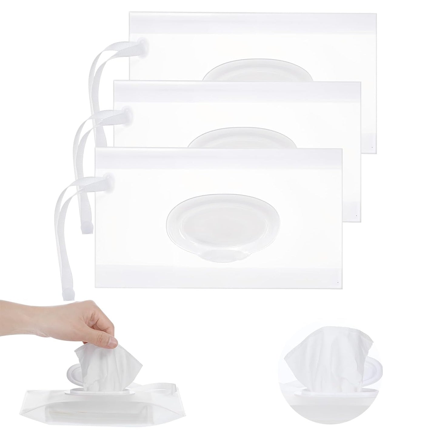 Portable Reusable Wet Wipes Holder - 3 Pack Travel Essential