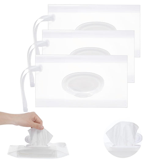 Portable Reusable Wet Wipes Holder - 3 Pack Travel Essential