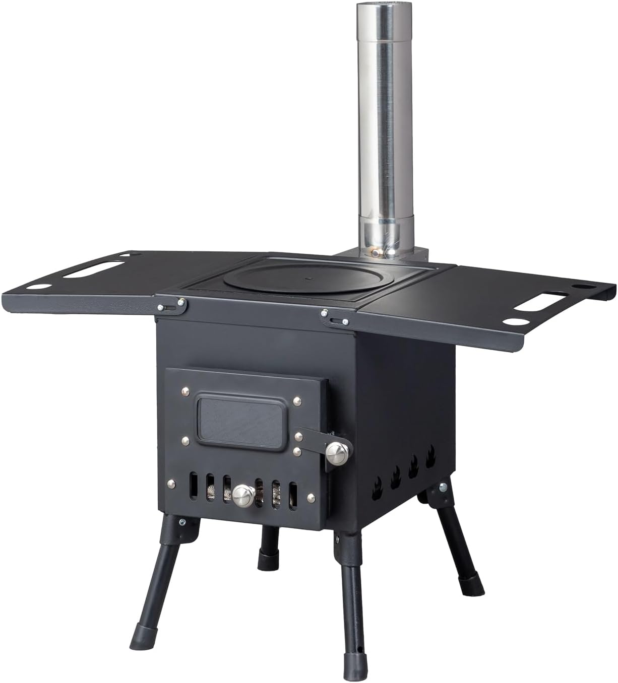 Vasitelan Portable Wood Stove - Extended Chimney for Hot Tent Cooking