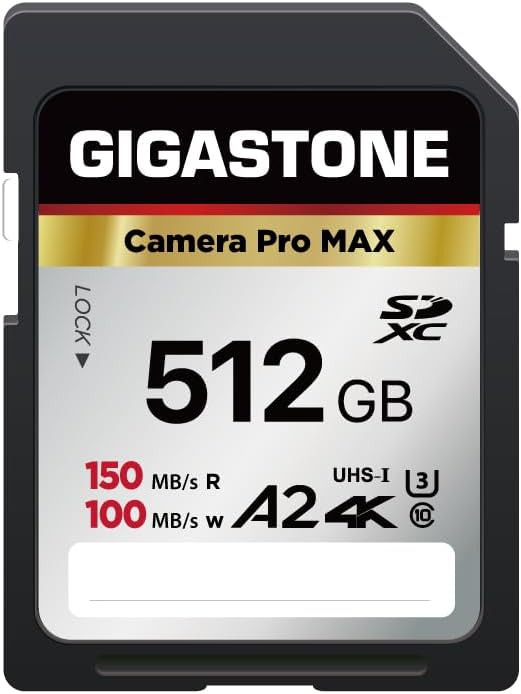 GIGASTONE 512GB SD Card for 4K Camera Pro MAX Performance