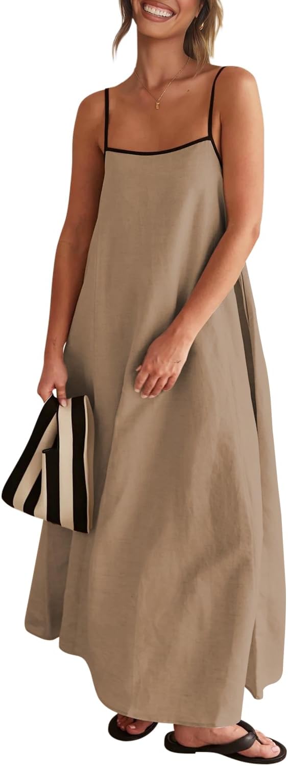 Senllen Women's Linen Dress: Flowy Sundress for Summer Fun