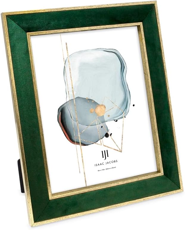 Isaac Jacobs Velvet Picture Frame with Gold Double Border Design