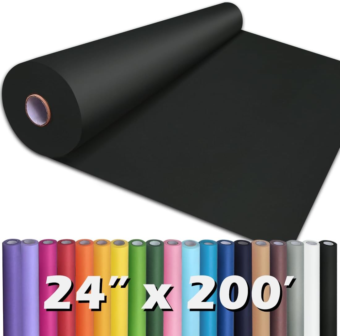 PerkHomy 24in x 200ft Black Kraft Paper Roll for Crafting Needs
