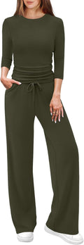 2 Piece Lounge Sets for Women 3/4 Sleeve - Summer Vacation Outfit