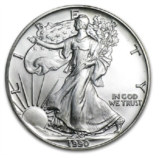 1990 1 oz American Silver Eagle Uncirculated Coin with Certificate