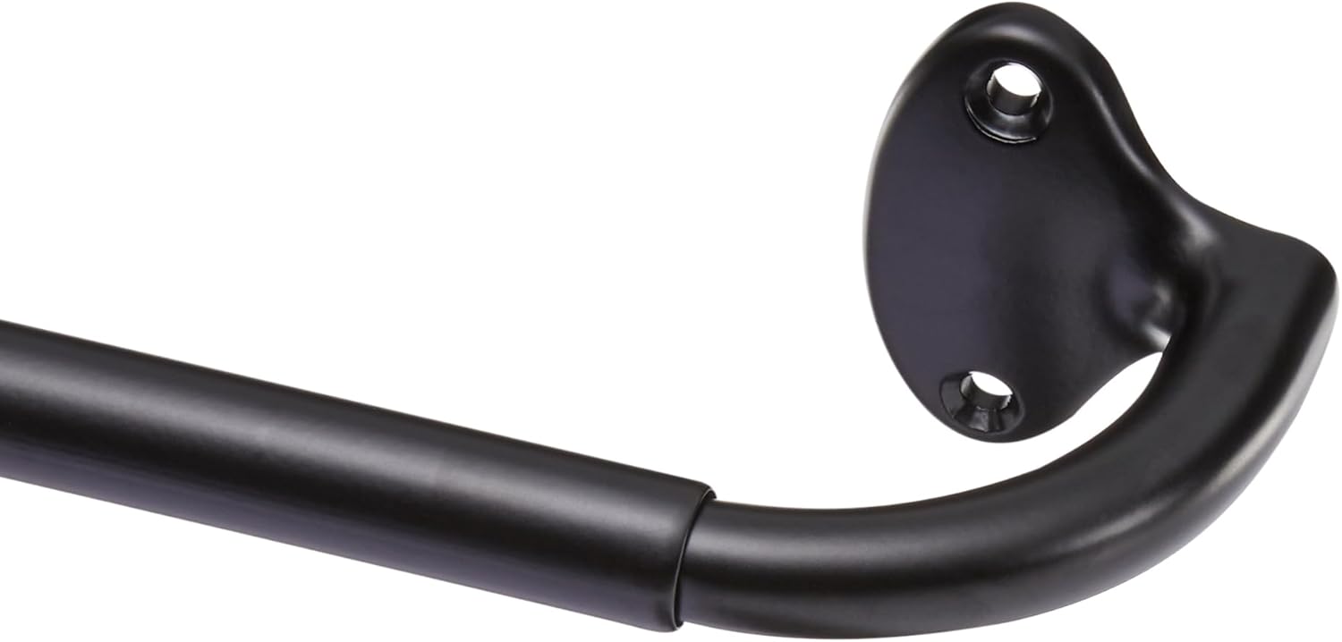 Basics Adjustable Blackout Curtain Rod - Blocks Light, Easy Install, 48-88 Black