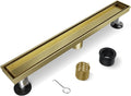 Gold Shower Drain 24 in Linear Drain with Tile Insert - Modern Finish
