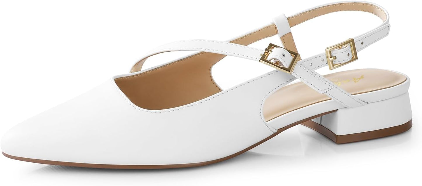Ankis Slingback Flats for Women with 1Inch Low Heels