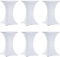 32x43 in Highboy Spandex Cocktail Table Covers 6 Pack - Fitted White
