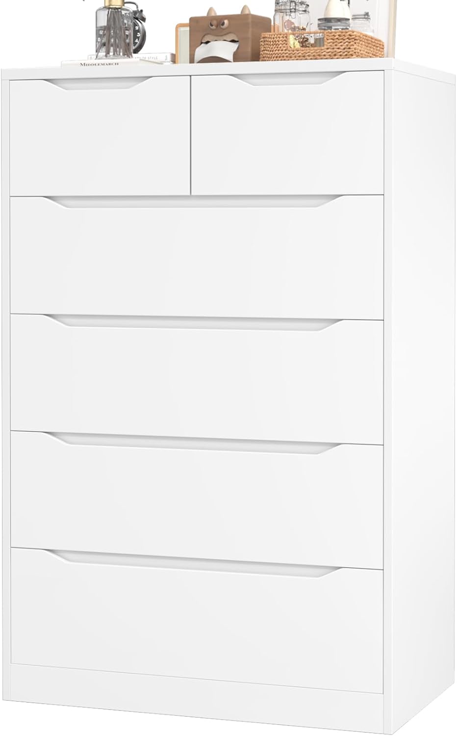 Greenvelly Tall White Dresser with 6 Large Drawers for Storage