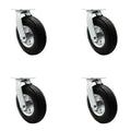 8 Inch Swivel Pneumatic Casters Set of 4 - Heavy Duty Smooth Roll