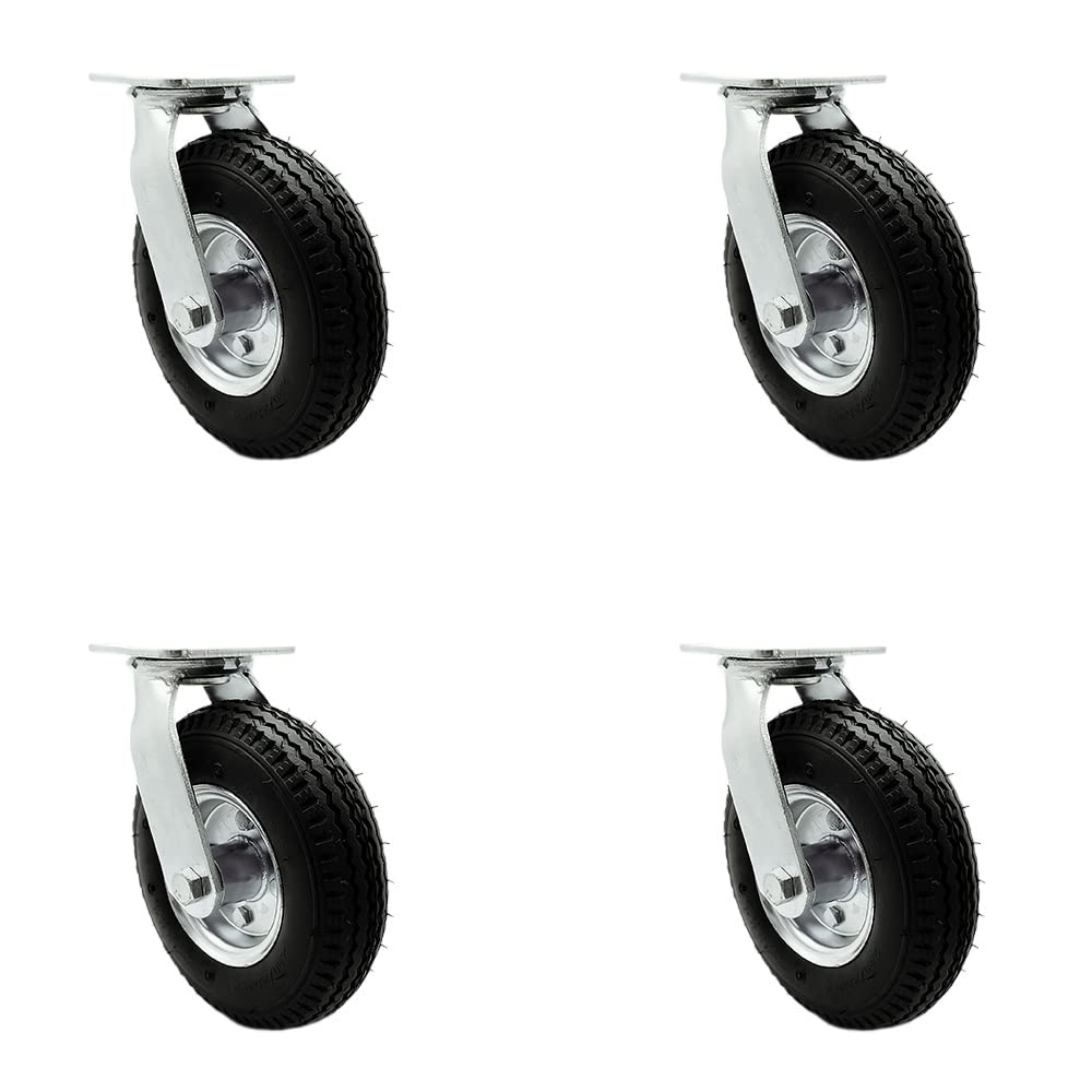 8 Inch Swivel Pneumatic Casters Set of 4 for Heavy Duty Use