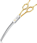 Curved Chunker Dog Grooming Scissors 7.5 in - Comfortable Ergonomic