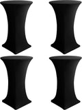 Black Cocktail Table Covers 4 Pack - Fitted Stretch Spandex