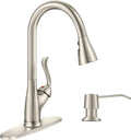 Pull Down Kitchen Faucet with Soap Dispenser - Durable Brushed Nickel
