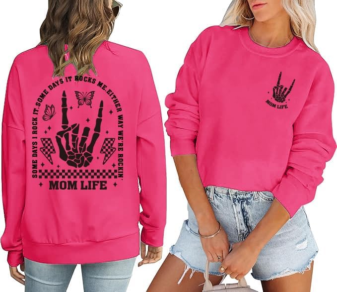 Mama Life Skeleton Rocker Crewneck Top