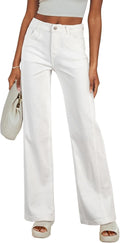 Women's Wide Leg Jeans High Waisted Stretchy Patchwork - Loose Fit