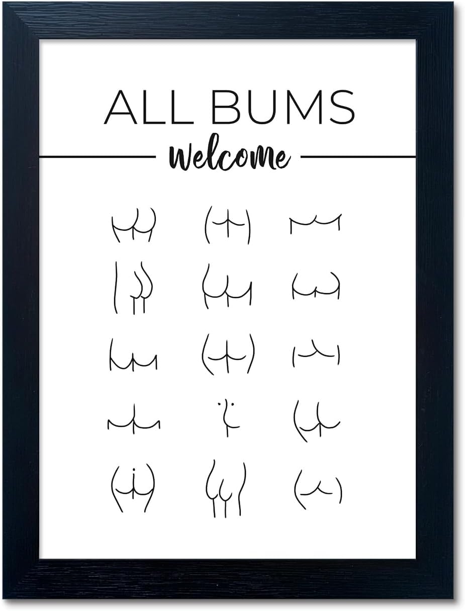 Funny Bathroom Wall Decor Black and White Framed Art Print