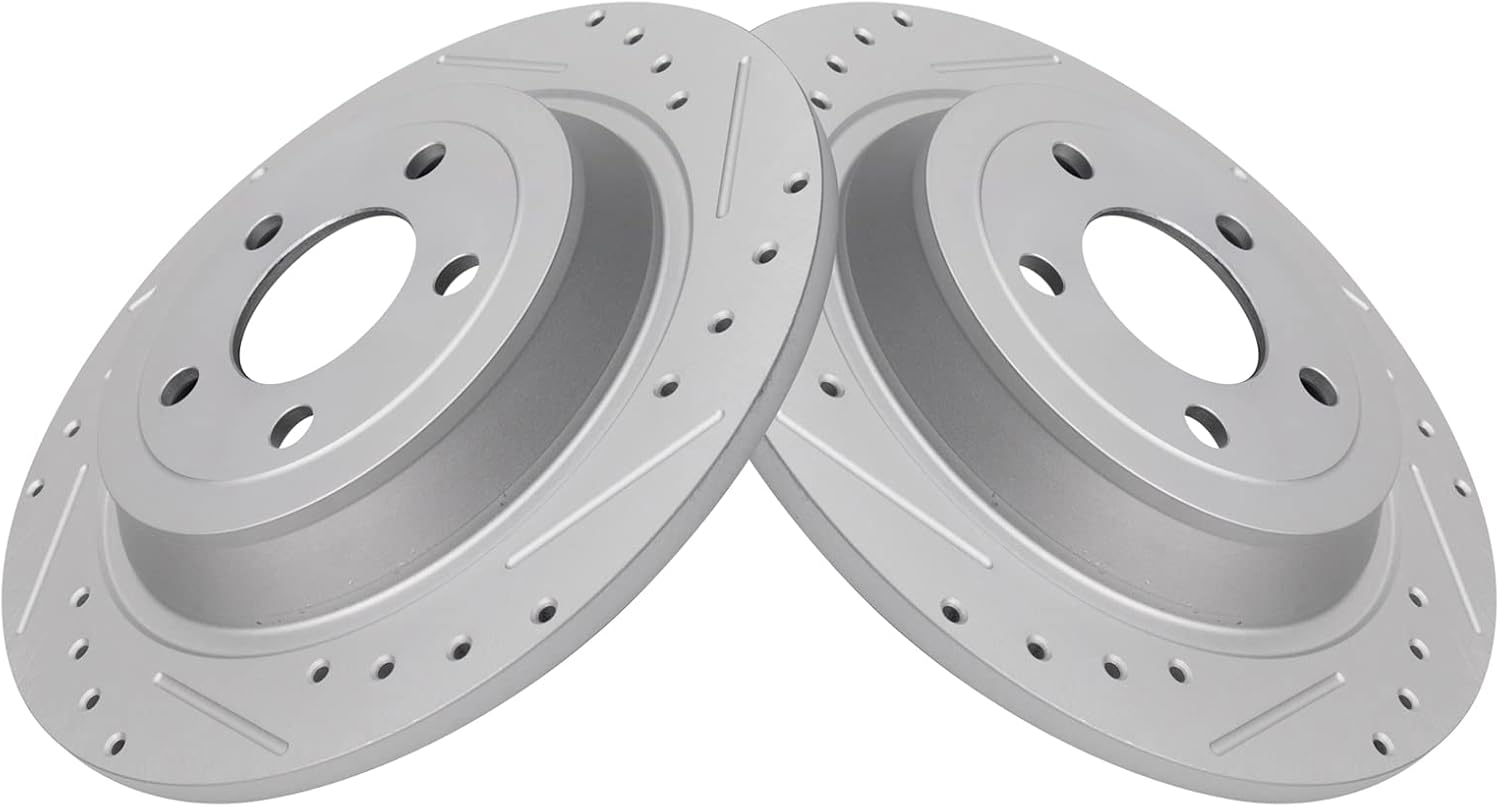 TRQ Rear Performance Brake Rotors Set for 2015-2023 Ford Mustang