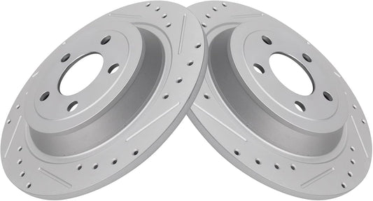 TRQ Rear Performance Brake Rotors Set for 2015-2023 Ford Mustang