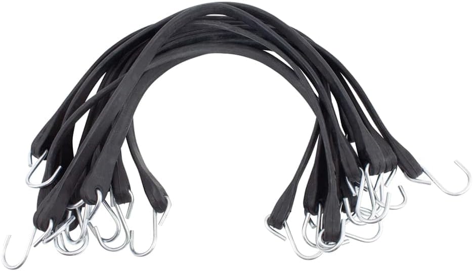 21 in EPDM Tarp Bungee Straps with Crimped Hooks - 50 Pack
