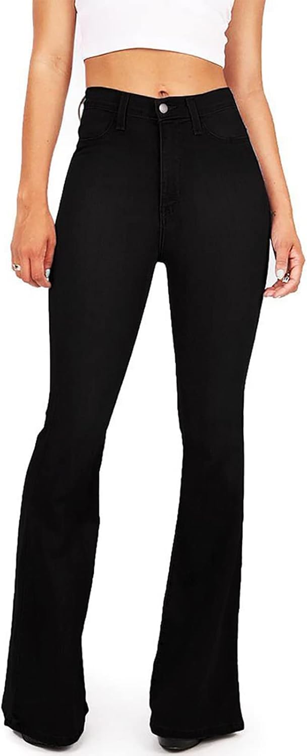 Stylish Women's Black Bell Bottom Jeans for Flattering Fit