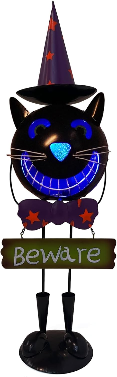 Solar Black Cat Halloween Decorations for Spooky Outdoor Fun