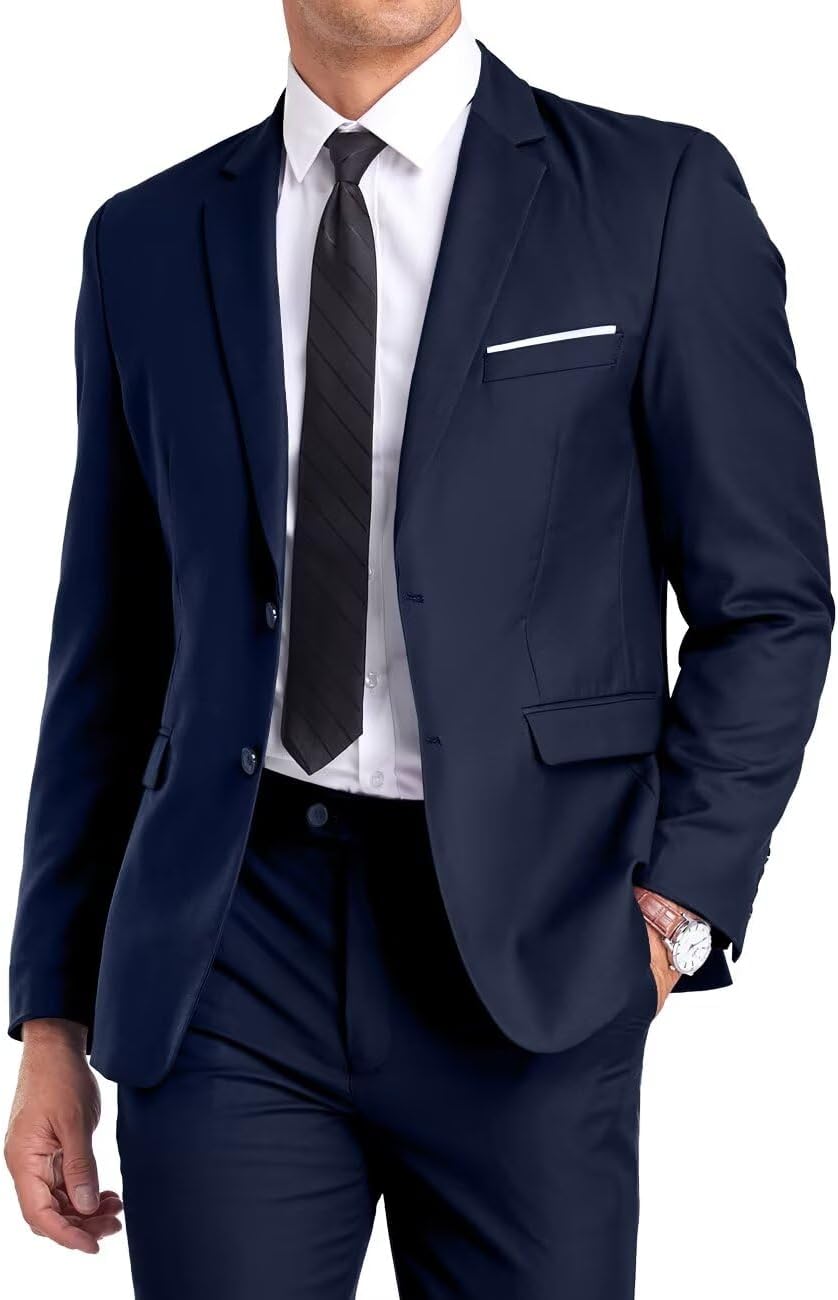 Fxzpiodi Mens Suit Slim Fit 2 Piece Tuxedo for Weddings and Prom