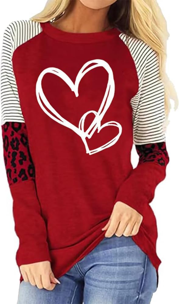 Leopard Love Heart Raglan Tee by TIXOM