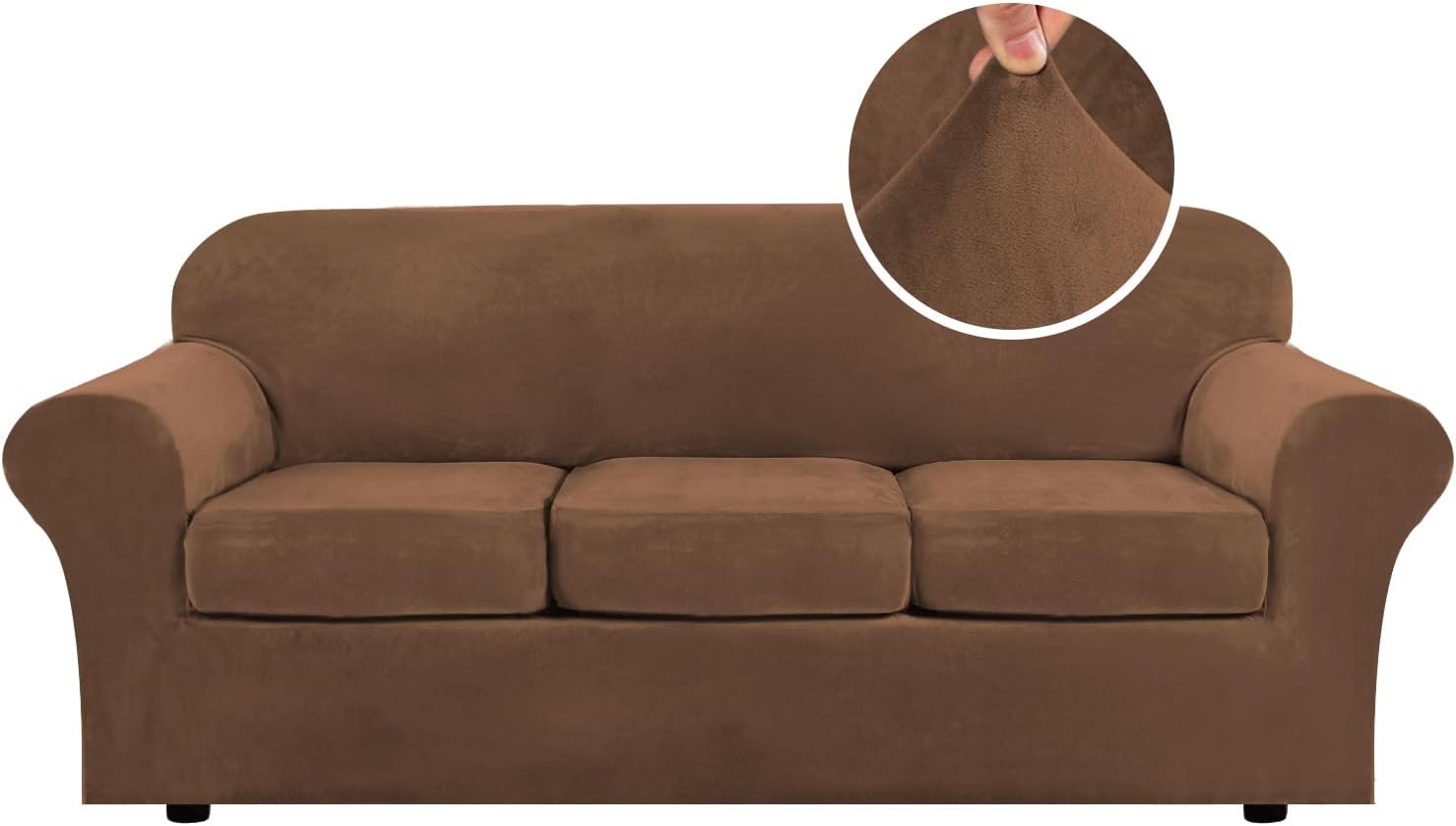 H.VERSAILTEX Modern Velvet Plush 4 Piece Sofa Slipcover Protector