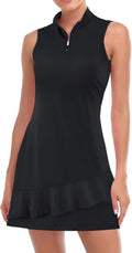 Stylish Ruffle Hem Sleeveless Tennis Dress for Women with Pockets