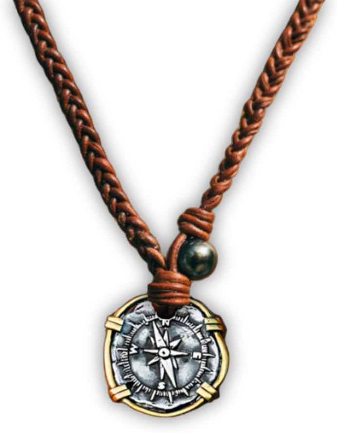 925 Silver Necklace Pendant with Leather Cord and Pearl Design