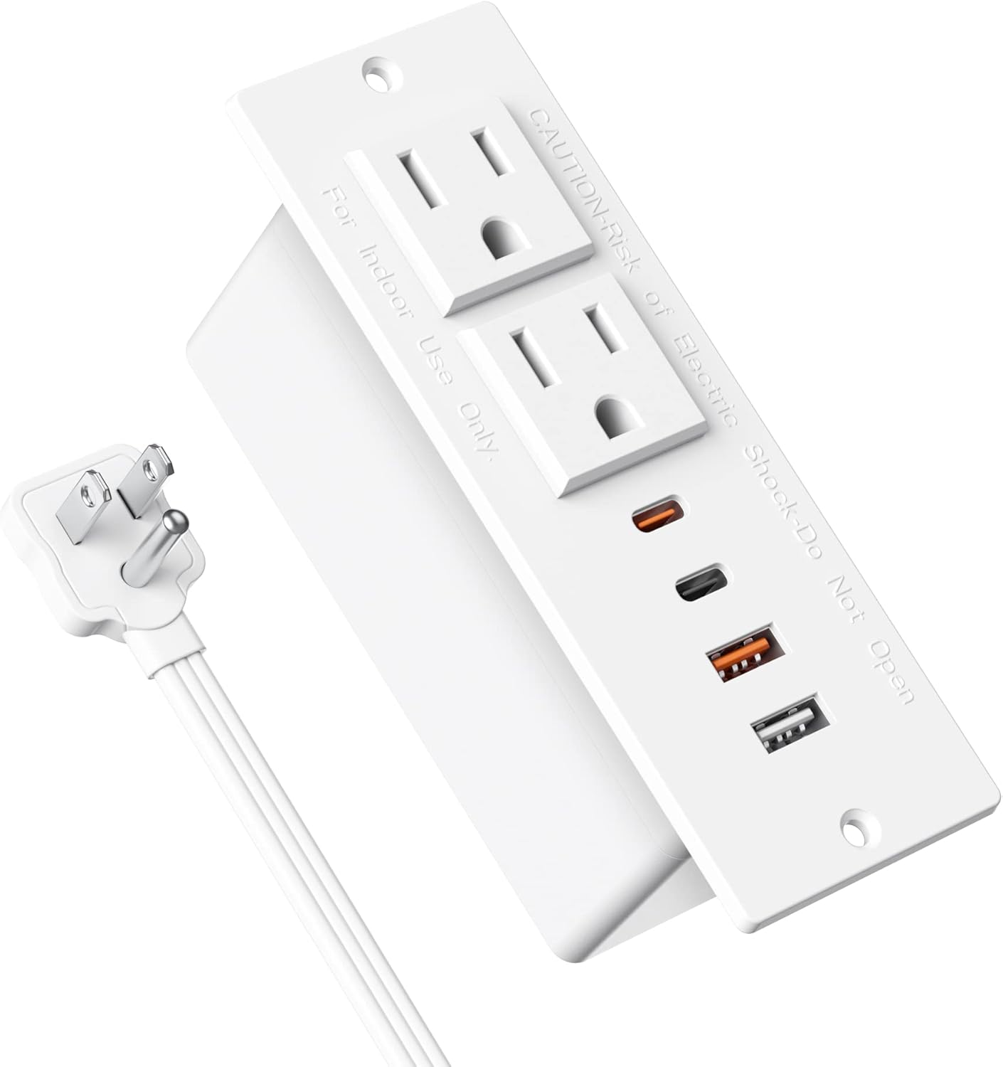 Recessed Power Strip with USB C and Multiple Outlets for Charging