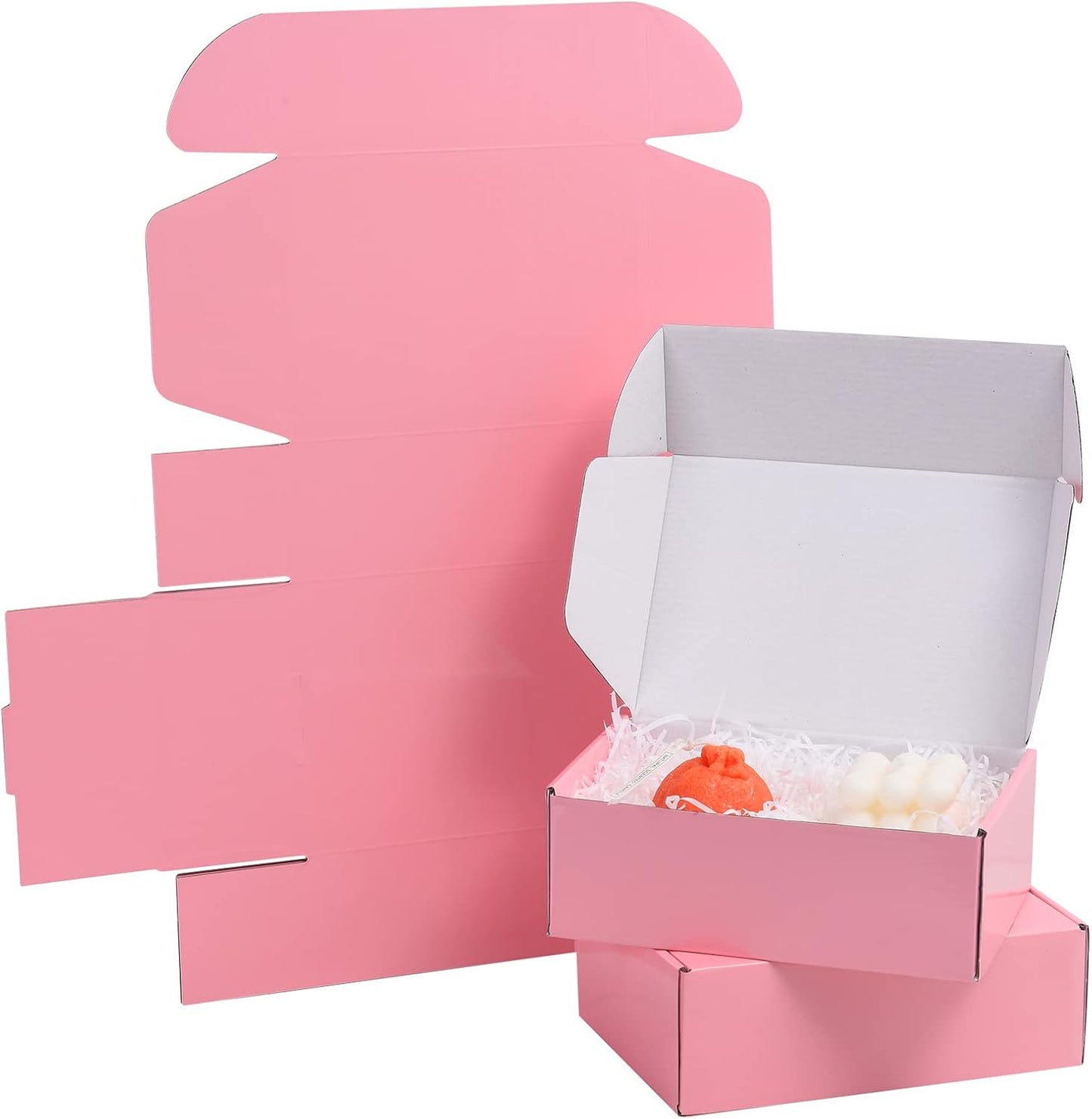 28 Pack 10x8x3 in Pink Shipping Boxes for Small Business Needs