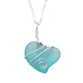 Yinahawaii Handmade Sea Glass Necklace - Wire Heart Pendant
