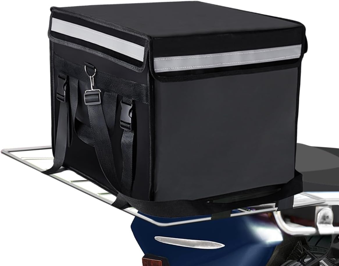 Large Insulated Food Delivery Bag with Fixed Base for Pizza