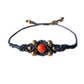 Bohemian Copper Bead Bracelet Orange Fire Agate Stone - Hand Woven