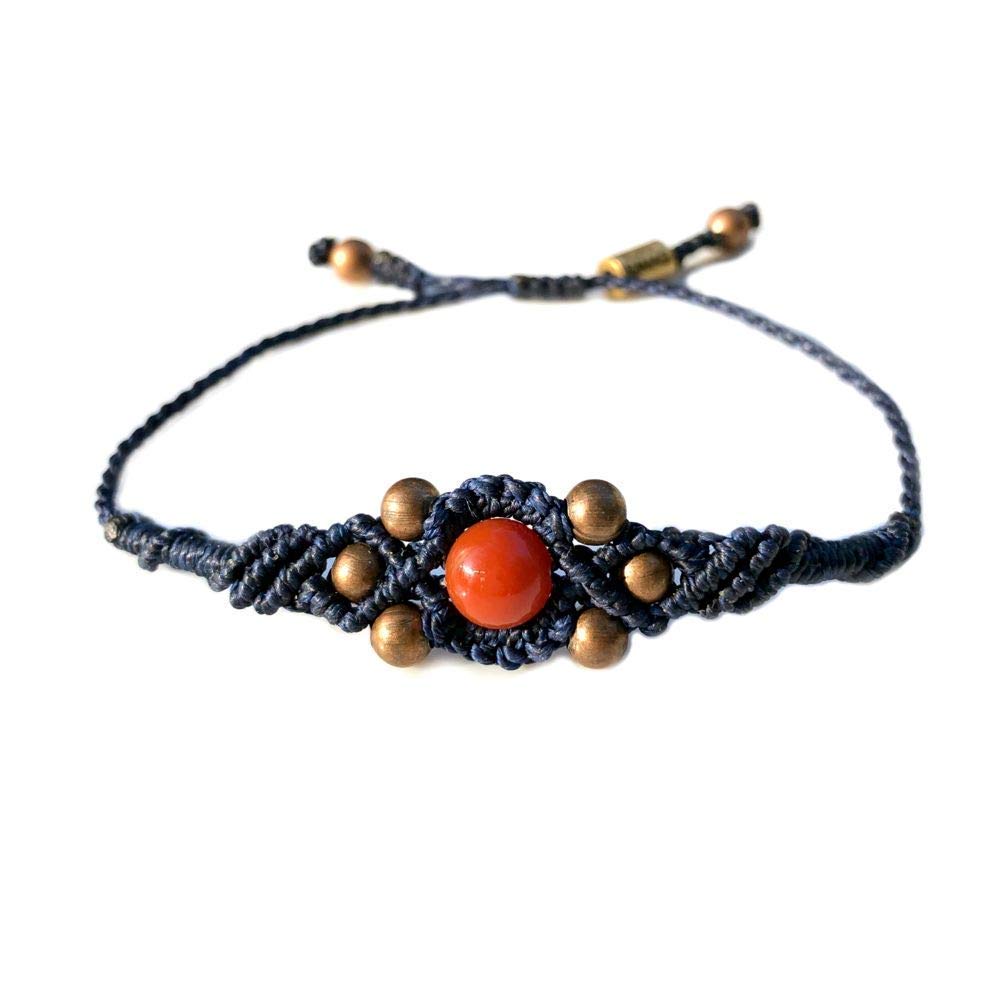 Bohemian Copper Bead Bracelet with Orange Fire Agate Stone