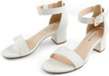 JOY IN LOVE Women's Chunky Low Heels Ankle Strap Sandals (Style K4N4)
