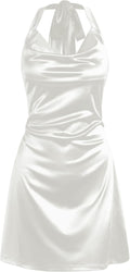 ZAFUL Halterneck Satin Mini Dress Cowl Neck - Sexy Silky Fit