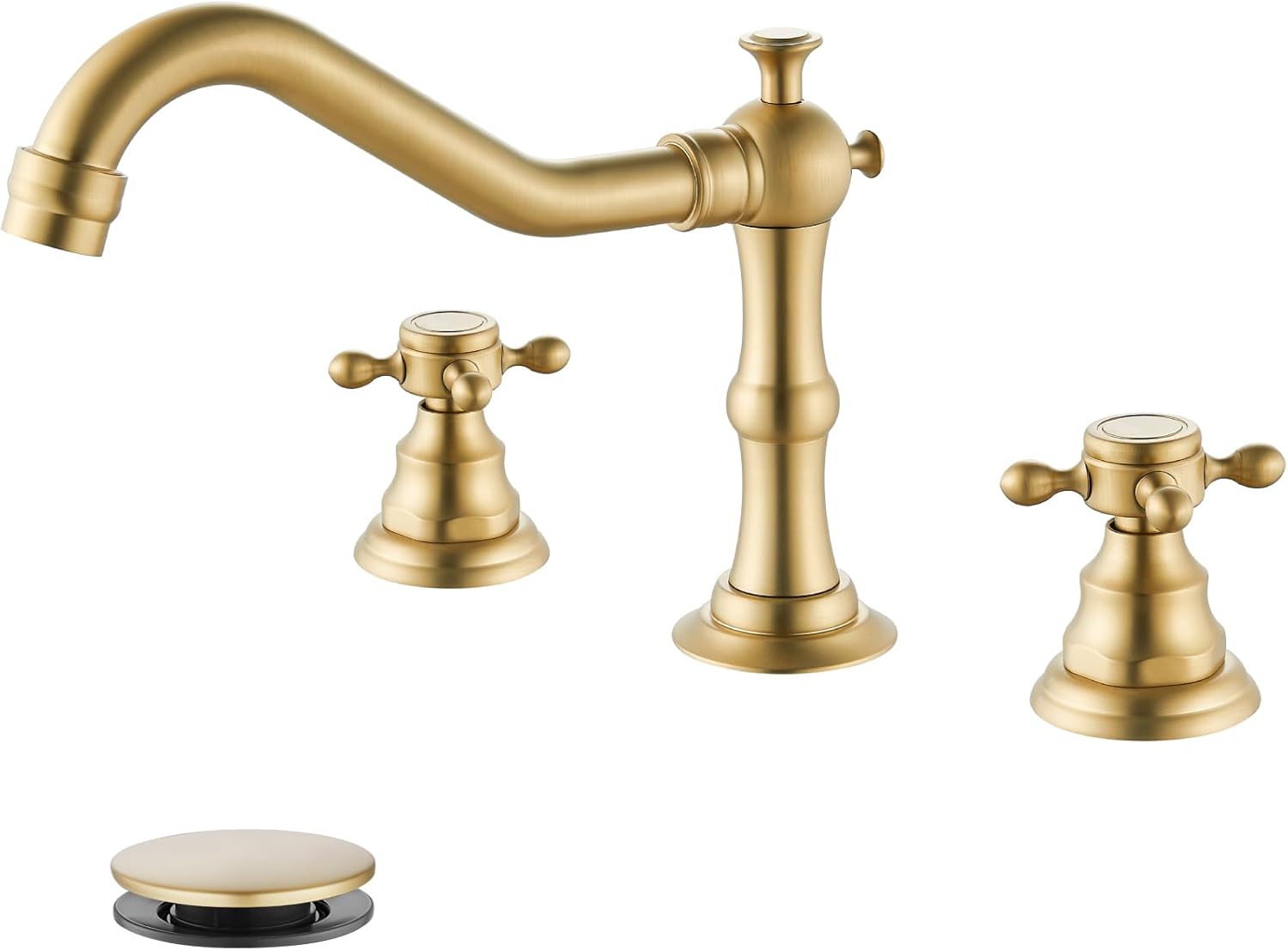 Gotonovo 3 Hole Widespread Bathroom Sink Faucet in Brushed Gold