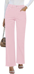 Straight Leg Jeans for Women High Waisted - Stretchy Raw Hem
