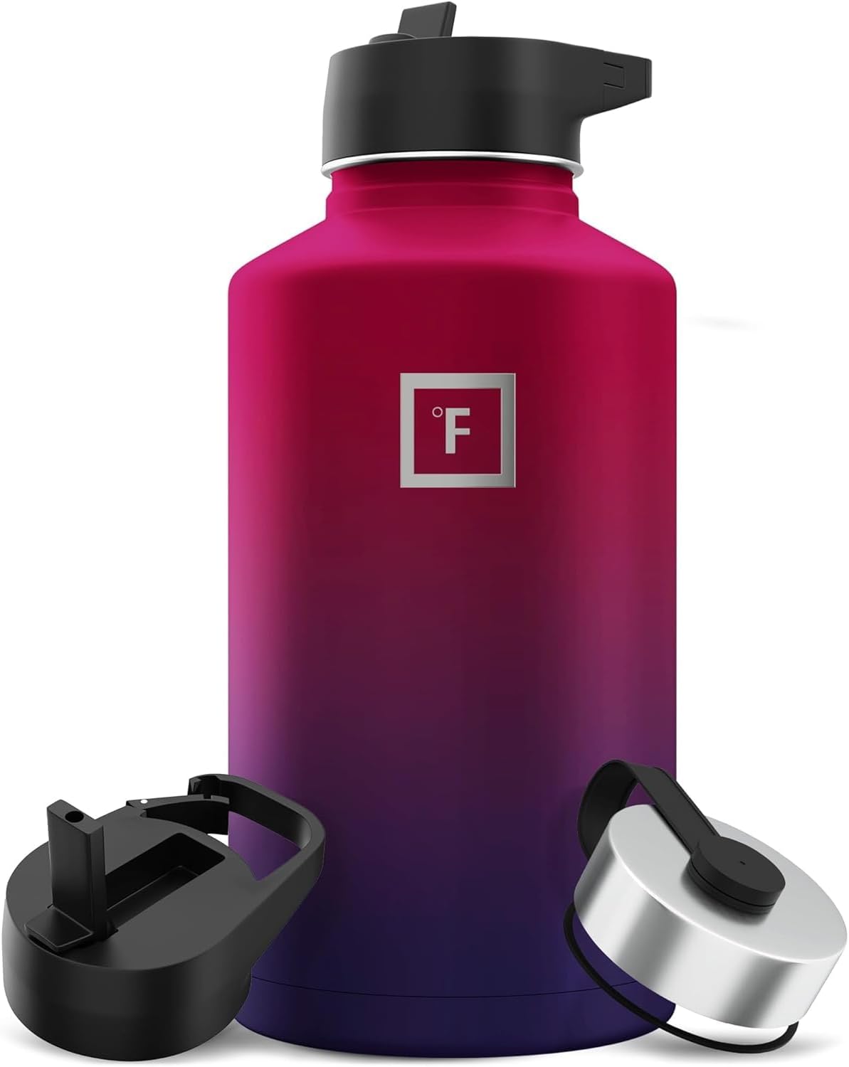 IRON FLASK 64 oz Camping Hydration Flask with 3 Lids