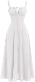 Floral Corset Midi Dress Women Boho Spaghetti Straps - Flattering Fit
