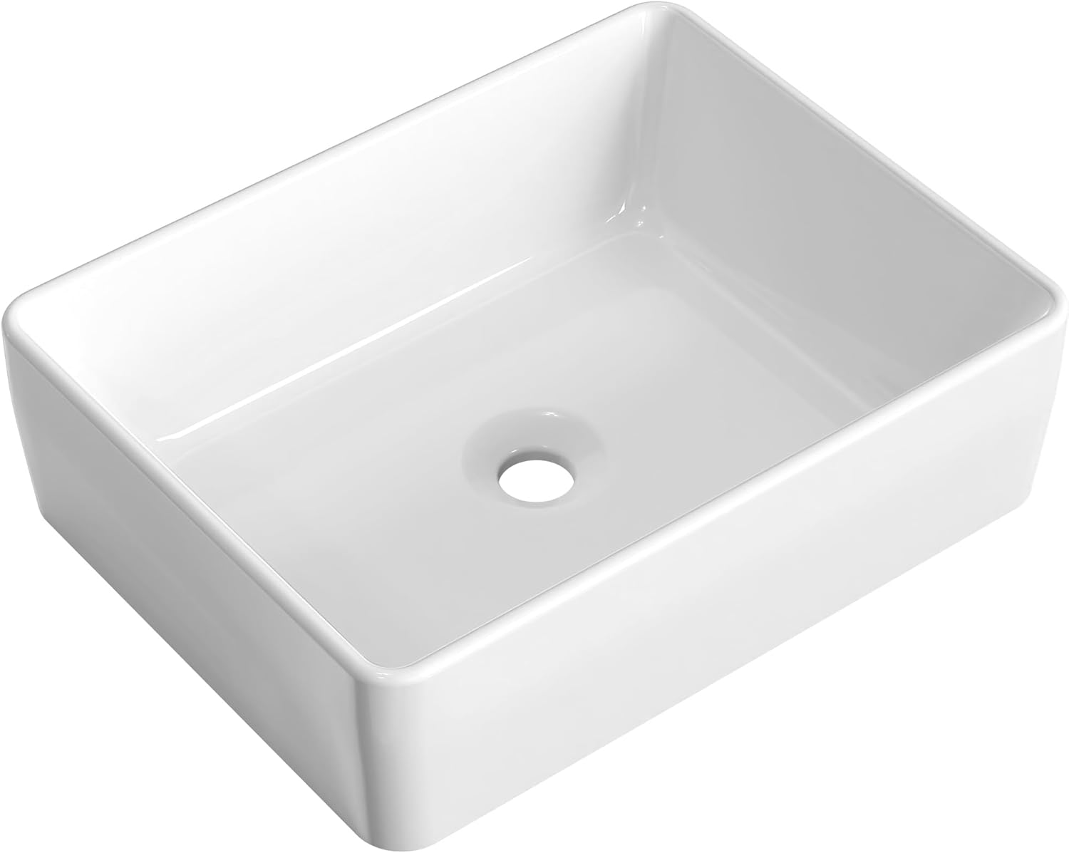 KES Rectangular Bathroom Vessel Sink - Elegant White Design
