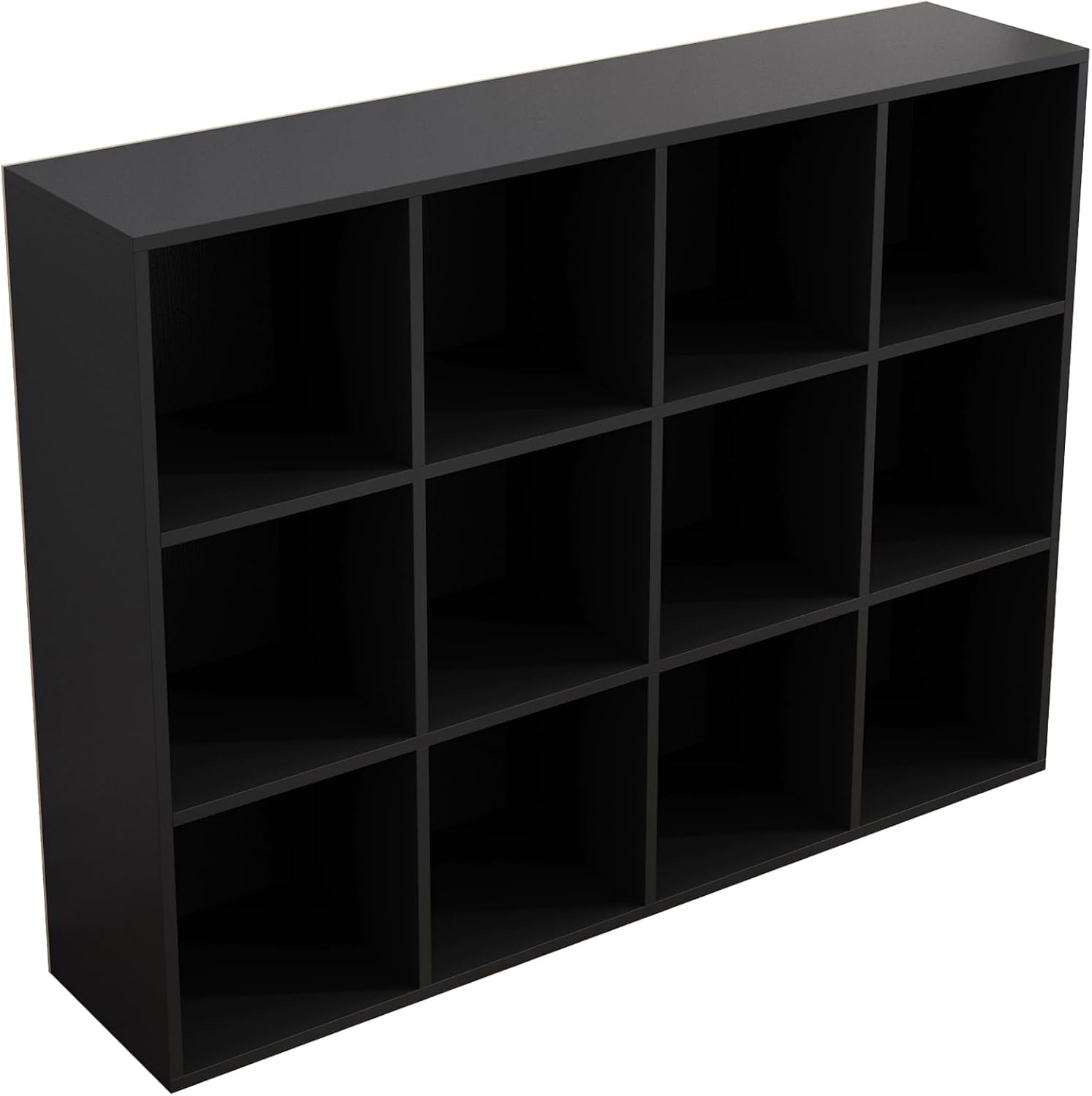 12-Cube Storage Shelf Bookcase - Stylish Wooden 3-Tier Design