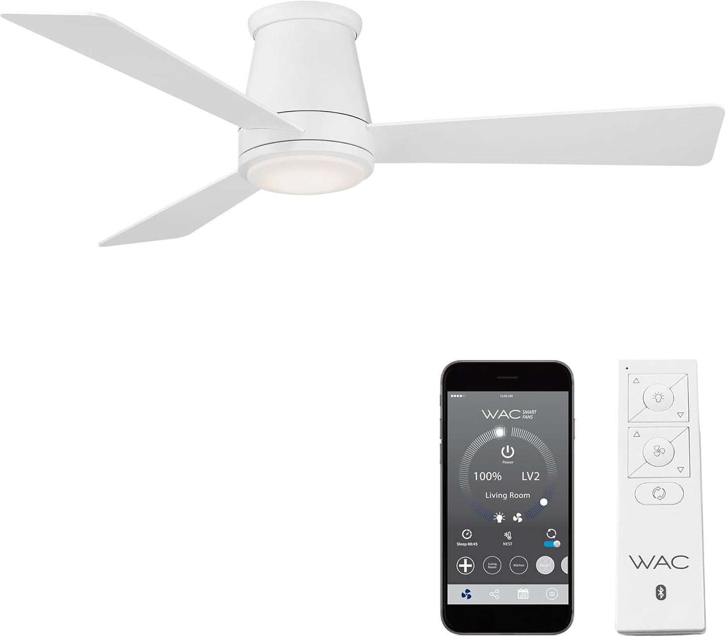 WAC Smart Fan | 52in Matte White | Remote Control | Works with Alexa