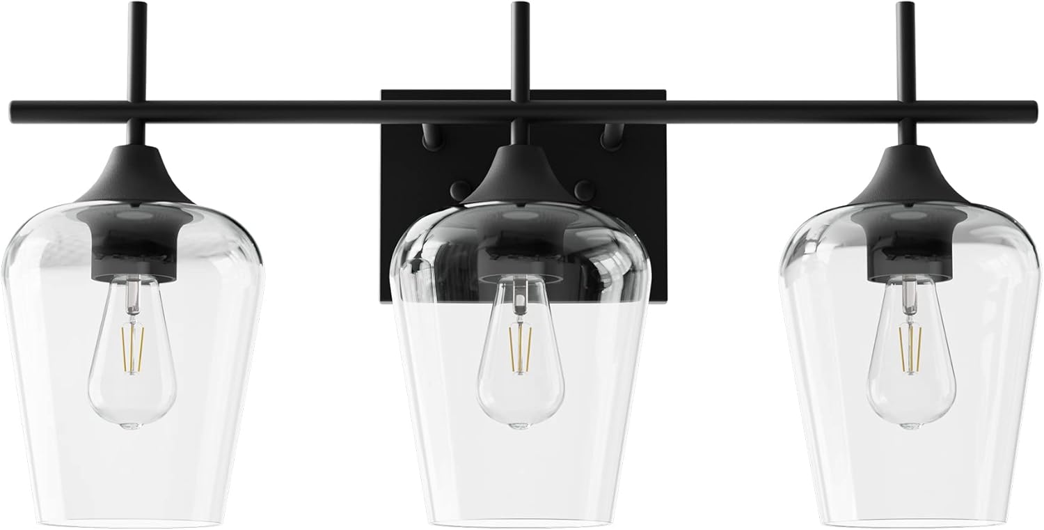 VONLUCE Bathroom Vanity Light Fixture with Clear Glass Shades