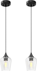 Pendant Lights Kitchen Island Matte Black Glass Shades - Modern